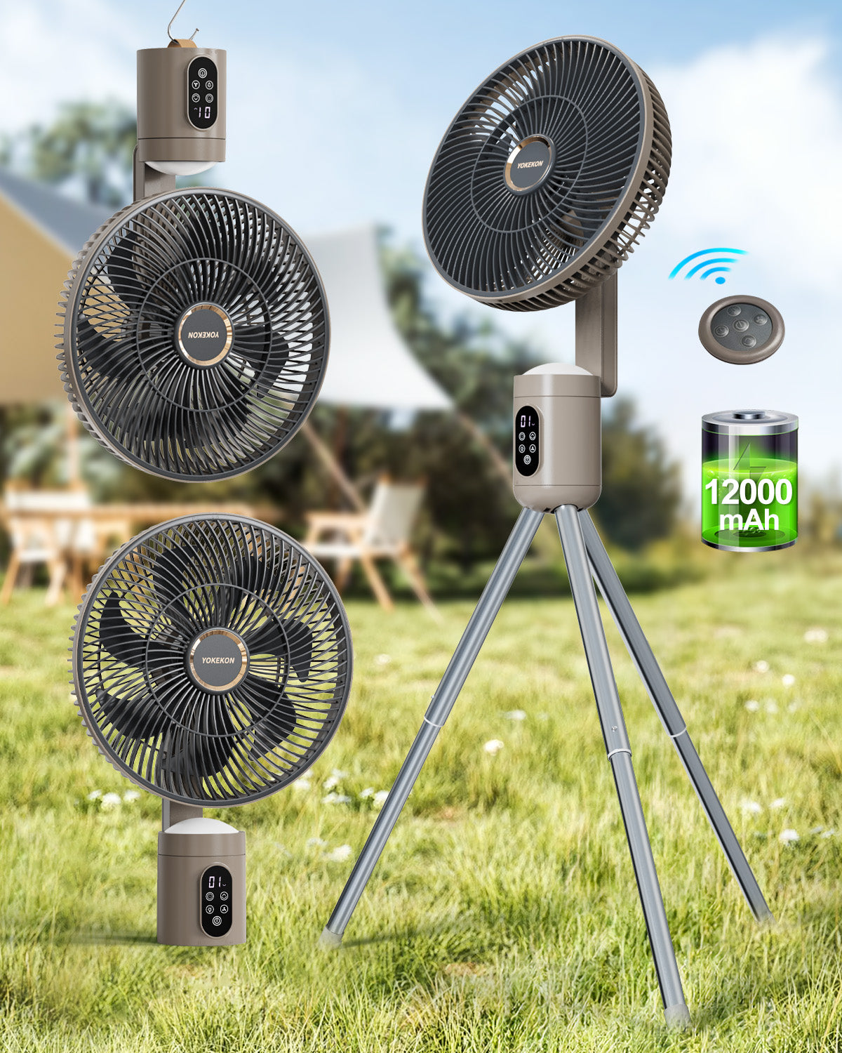 tanding Outdoor Fan for Patio Fan with Remote Light, Quiet|FS300