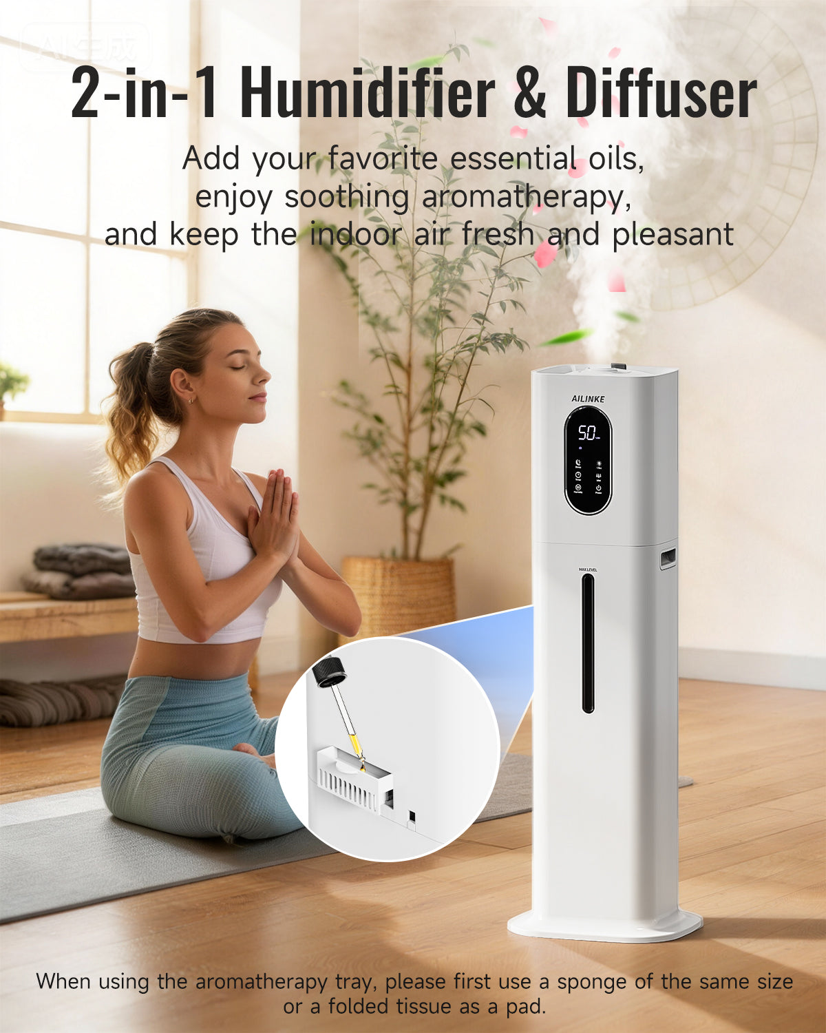 Humidifier Large Room Bedroom with Night Light, 2.1Gal(8L)|033C