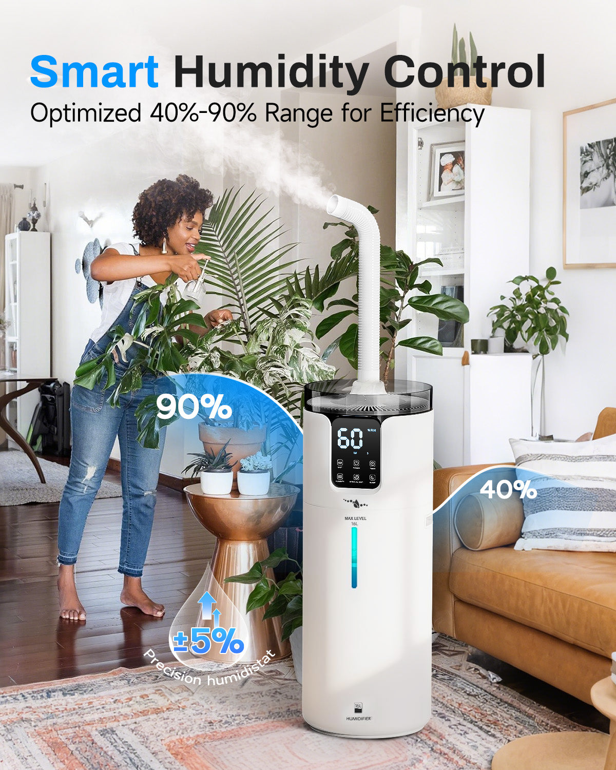 16L/4.2Gal Smart Humidifier for Large Room | APP & Voice Control | Whole House Cool Mist | J19WA