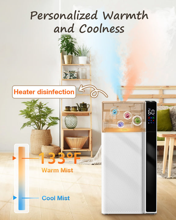 [LCD-J18]Warm and Cool Mist Humidifier Large Room, 5.3Gal/20L Room Humidifiers for Home, Quickly & Evenly Humidify Whole House, Top Fill, Dual Mist Nozzles and Atomizers, Baby Office Plants, White