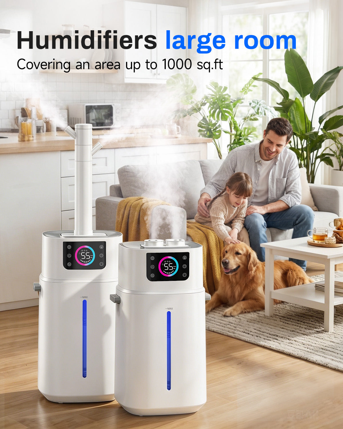 Lacidoll Humidifier for Large Room, 4.2Gal/16L Large Humidifier 1000 sq ft, Whole House Humidifier with Diffuser, Extended Tube,Easy to Clean, Top Fill, Humidifiers for Bedroom, Office, Living room