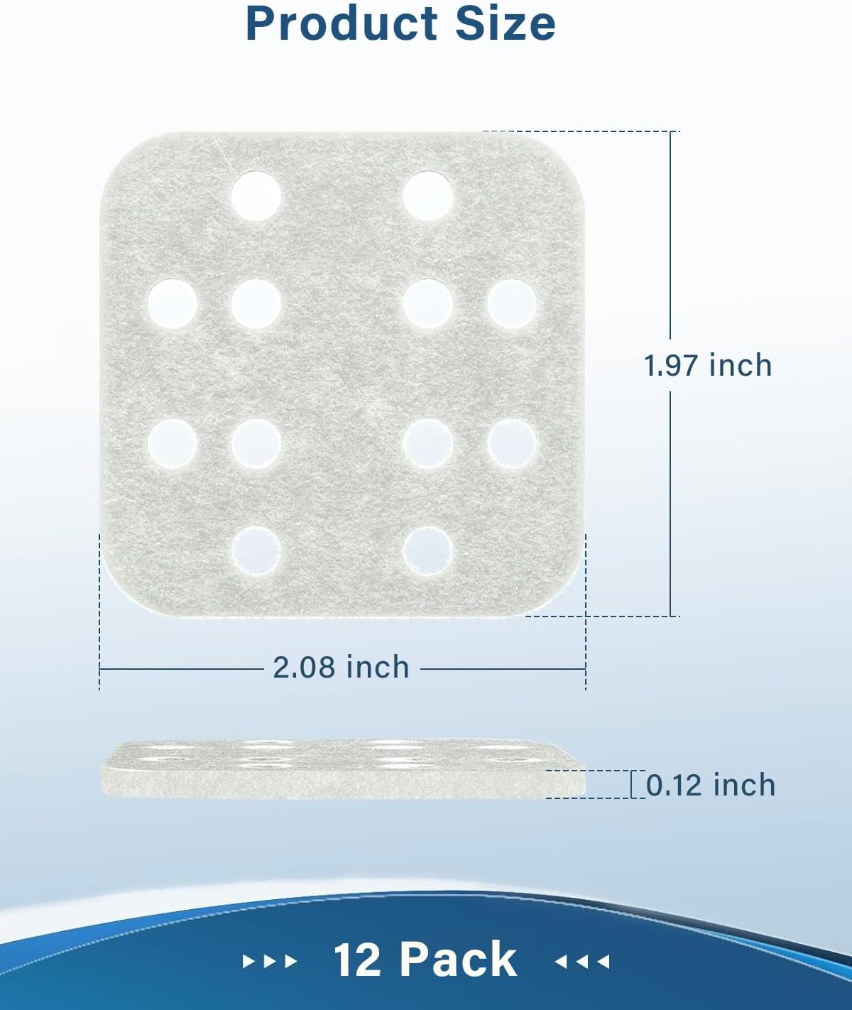 Mineral Absorption Pad 12-Pack for Humidifier, Humidifier Replacement Filters, Compatible with LCD-MH-2301J, Reduce Limescale, Improve Humidification Efficiency, White