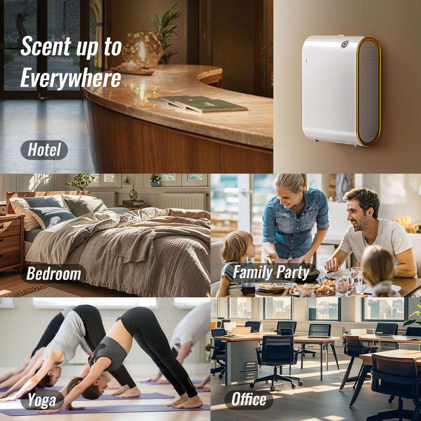 Diffuseur d'huiles essentielles sans eau Scent Air Machine - Couverture de 1500 pi², technologie d'air froid intelligent, diffuseur Bluetooth de la collection Hôtel pour usage domestique et commercial (blanc)