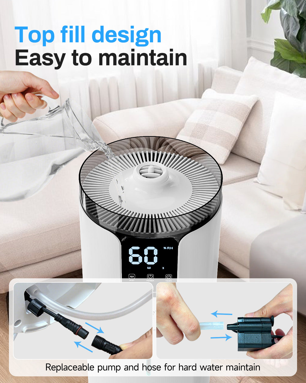 16L/4.2Gal Smart Humidifier for Large Room | APP & Voice Control | Whole House Cool Mist | J19WA