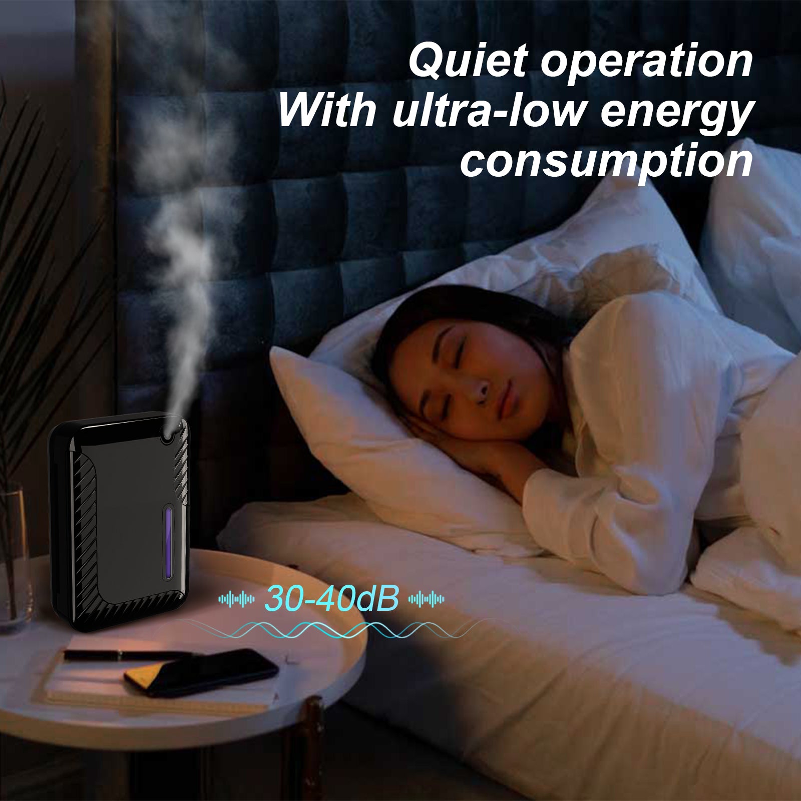 Diffuseur d'huiles essentielles sans eau Bluetooth avec technologie d'air froid, 250 ml, 1 500 pi², pour grande pièce, bureau, spa, noir
