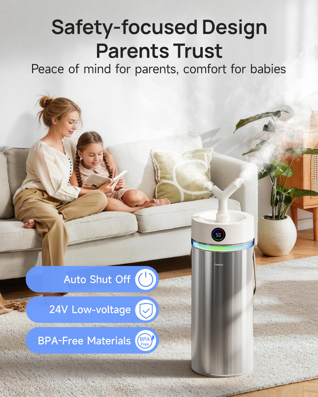 Stainless Steel Humidifier, 8L/2.1Gal Cool Mist Humidifiers|01098