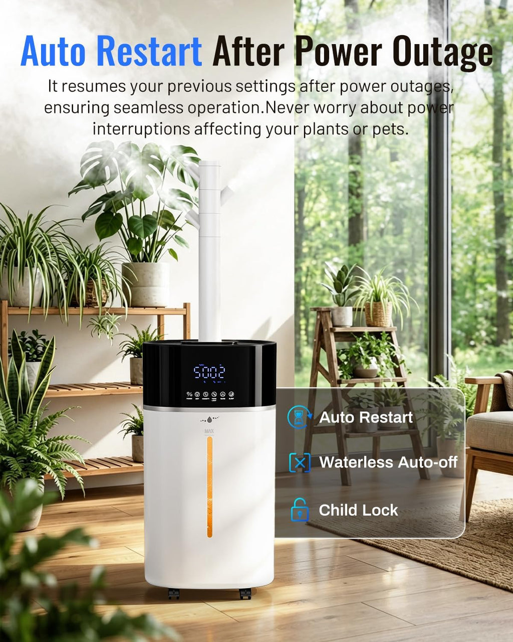 18L Humidifier Large Room 2500 sq ft,Water Auto Refill,Beige | 303ZD