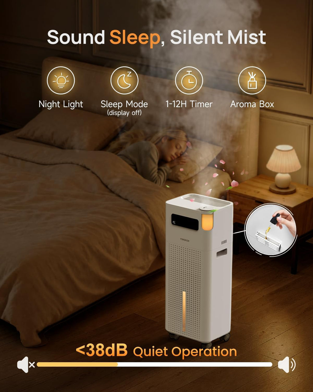 3.7Gal/14L Humidifier Large Room Whole House 800ft² Coverage,White | K75