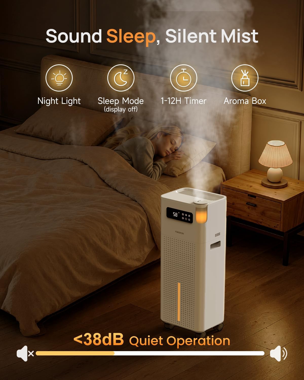 14L/3.7Gal Warm and Cool Mist Humidifier Bedroom Large Room,800ft² Coverage | KR75
