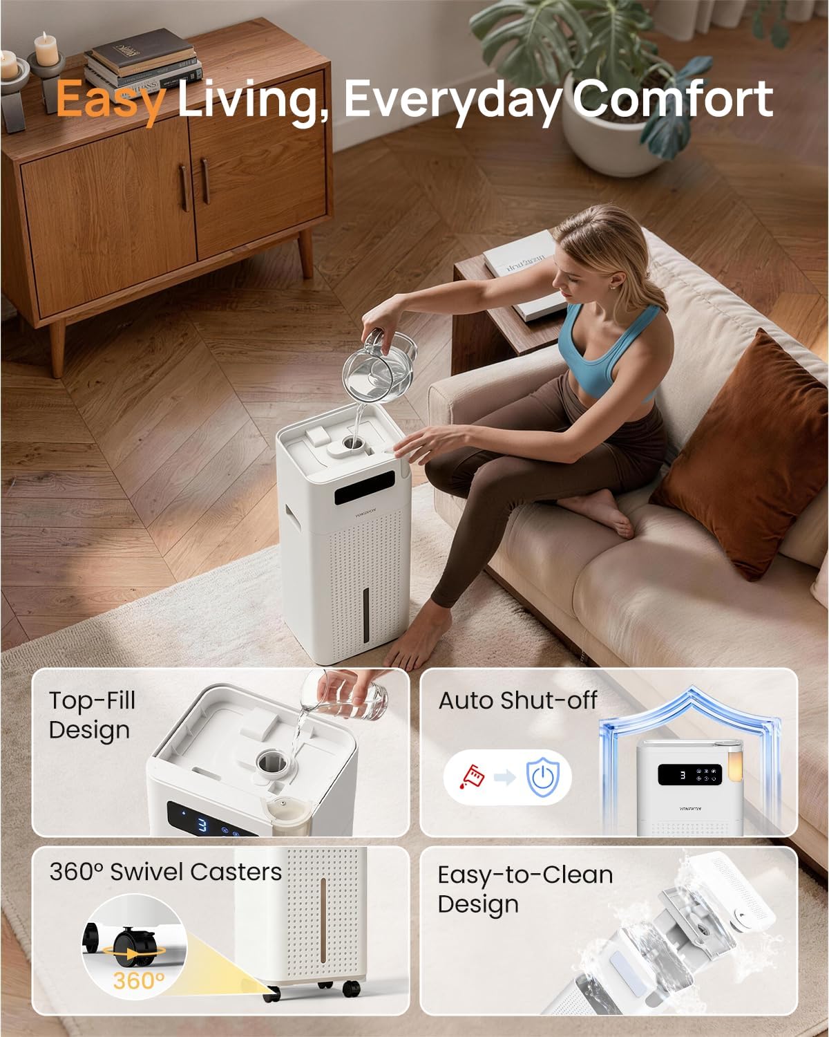 14L/3.7Gal Warm and Cool Mist Humidifier Bedroom Large Room,800ft² Coverage | KR75