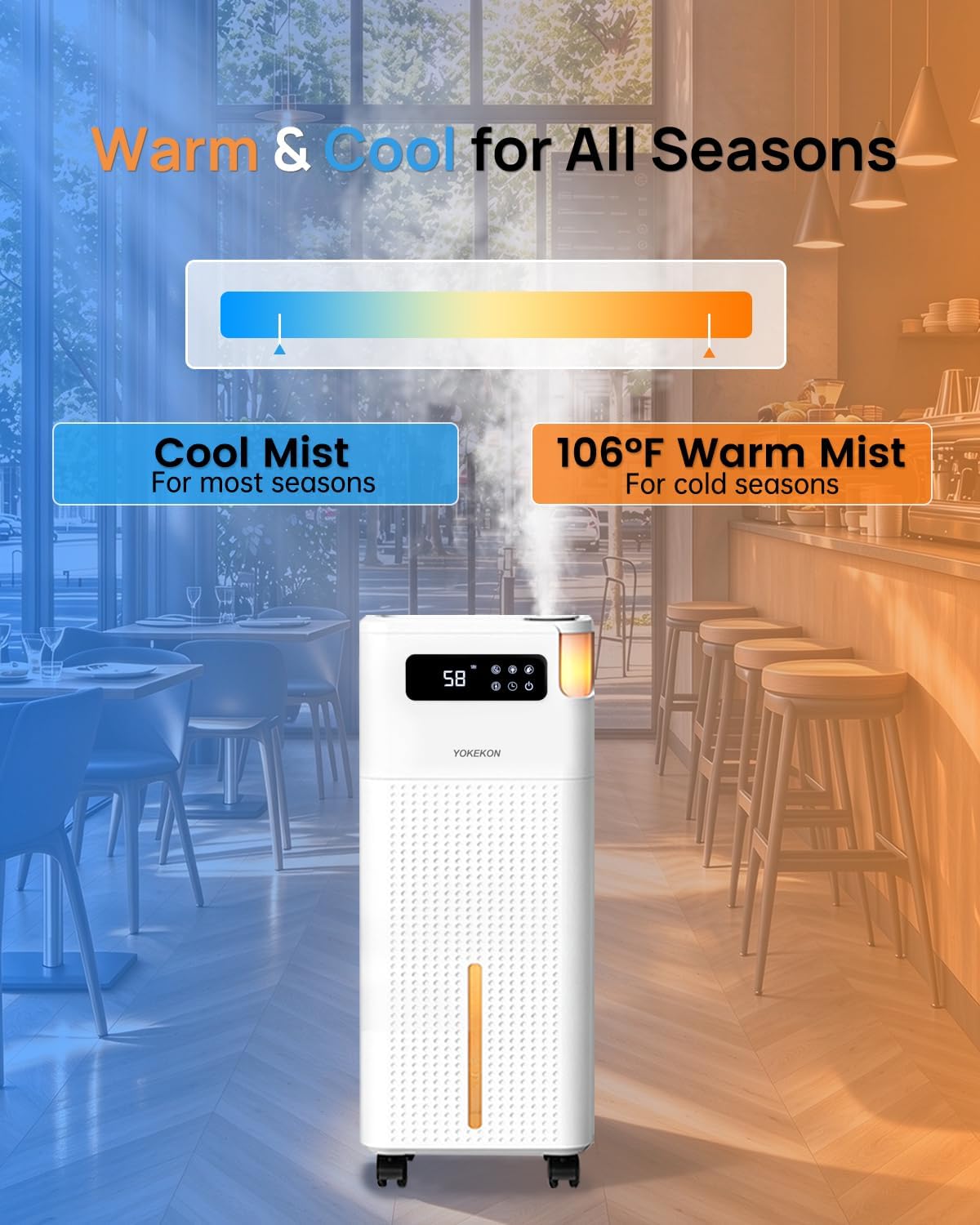 14L/3.7Gal Warm and Cool Mist Humidifier Bedroom Large Room,800ft² Coverage | KR75
