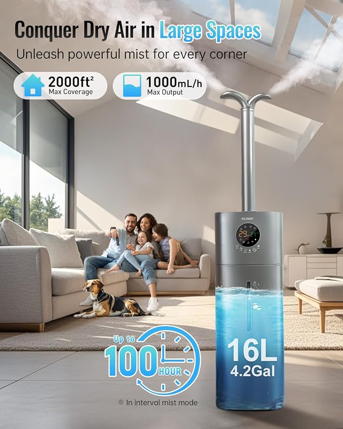 Humidifier Large Room, 4.2Gal/16L for Home 2000 sq ft, Gray