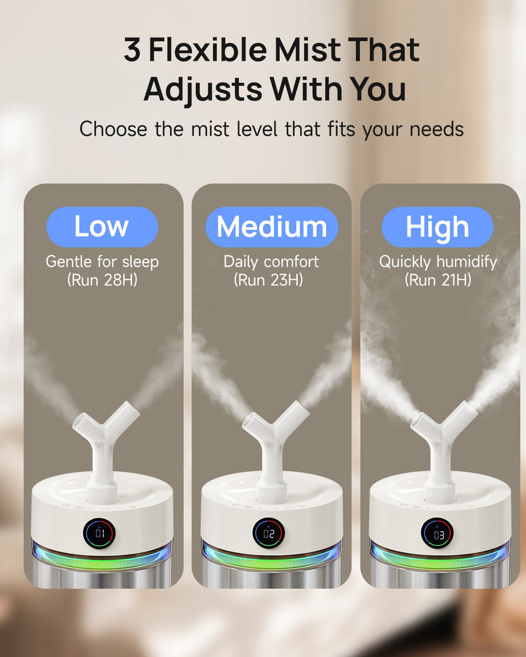 Stainless Steel Humidifier Dishwasher Safe, 6L/1.6Gal Cool Mist Humidifiers|01096