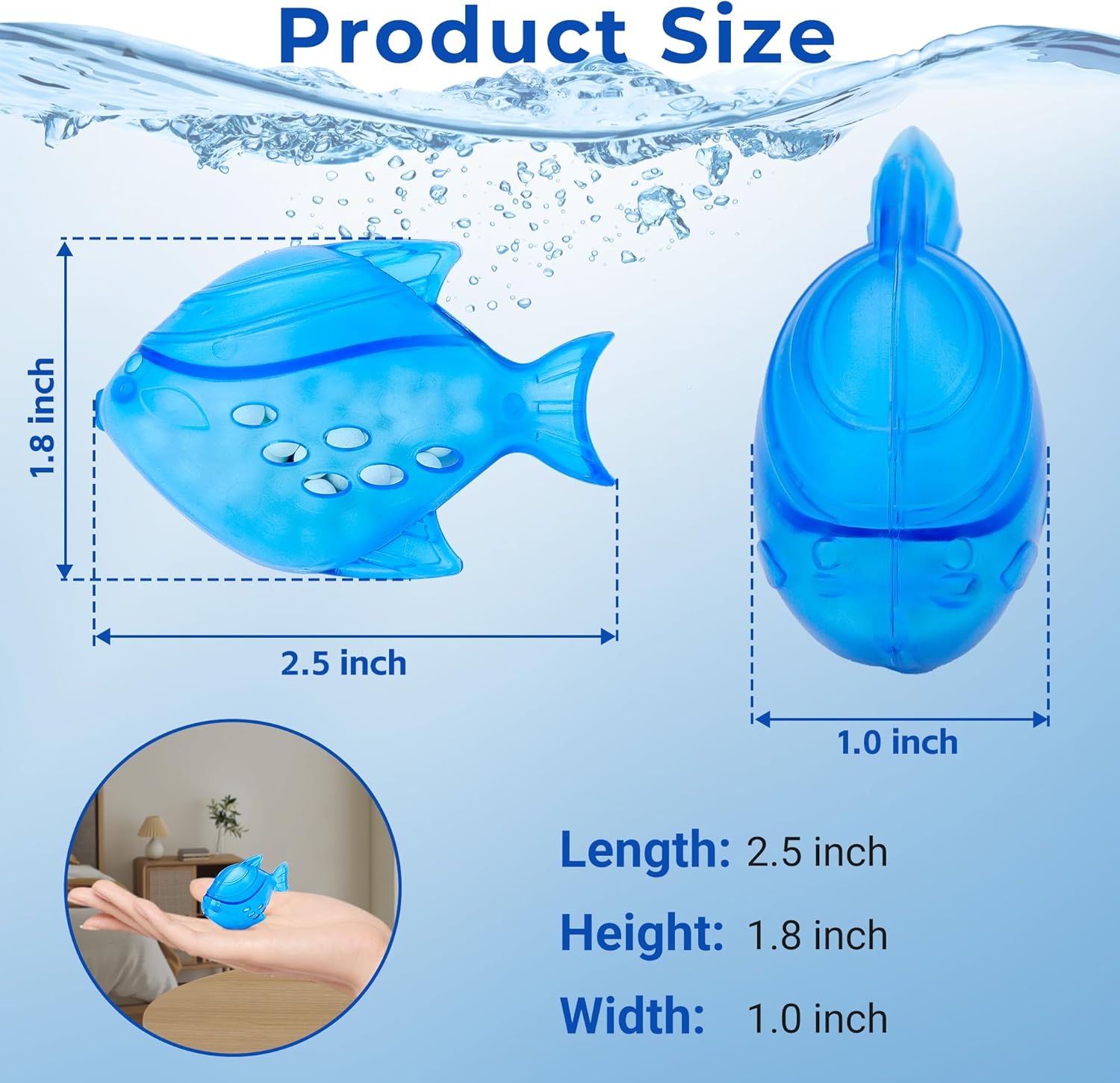 6 Pack Universal Humidifier Cleaner Fish – Compatible with All Lacidoll Ultrasonic Humidifiers, Purifies Water, Prevents Scale & Hard Water Build-Up, Blue