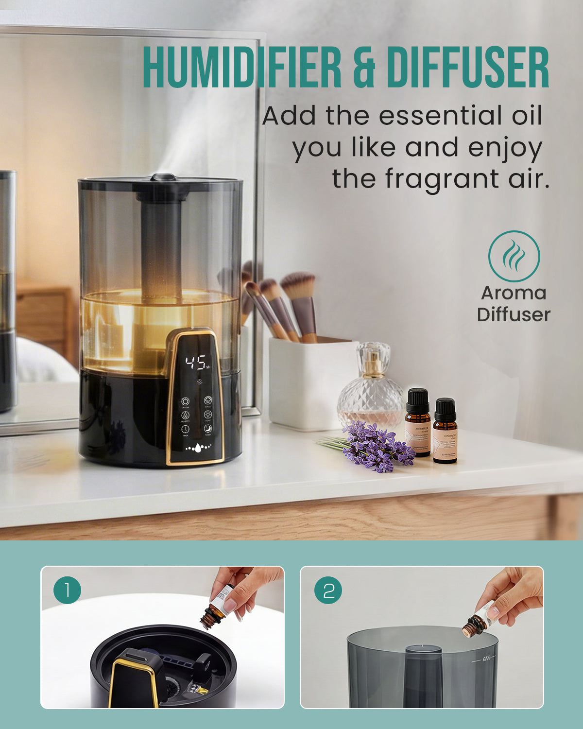 Humidifiers for Bedroom,1.06Gal(4L)Dishwasher-Safe Tank|22301