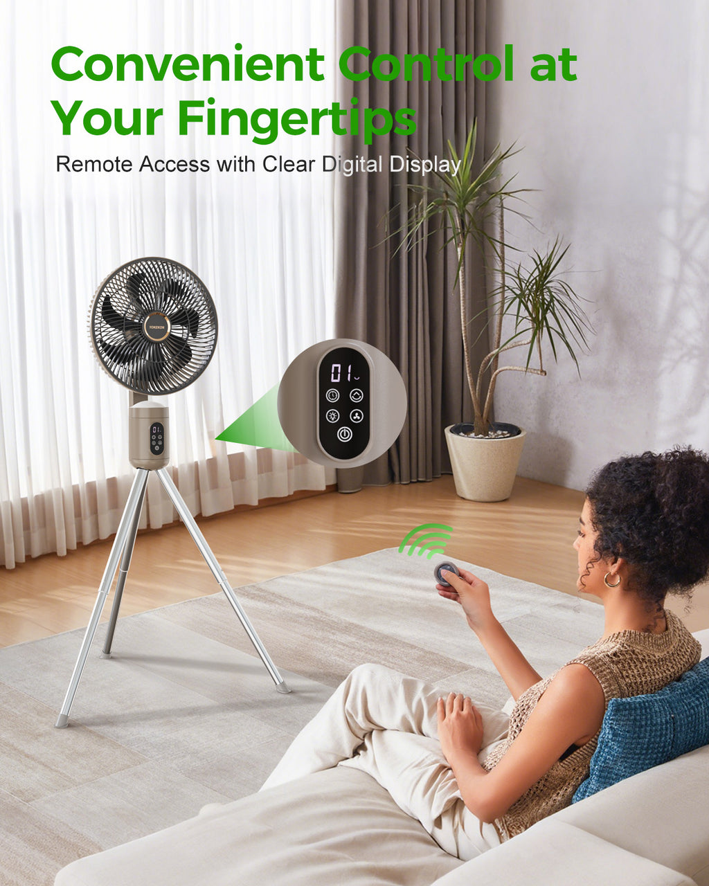 tanding Outdoor Fan for Patio Fan with Remote Light, Quiet|FS300