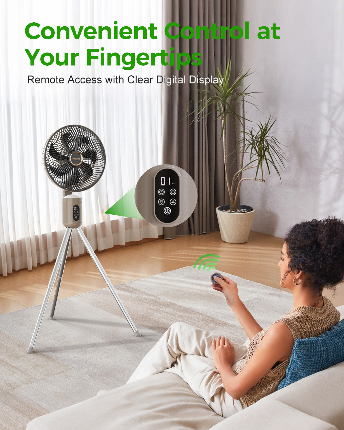 tanding Outdoor Fan for Patio Fan with Remote Light, Quiet|FS300