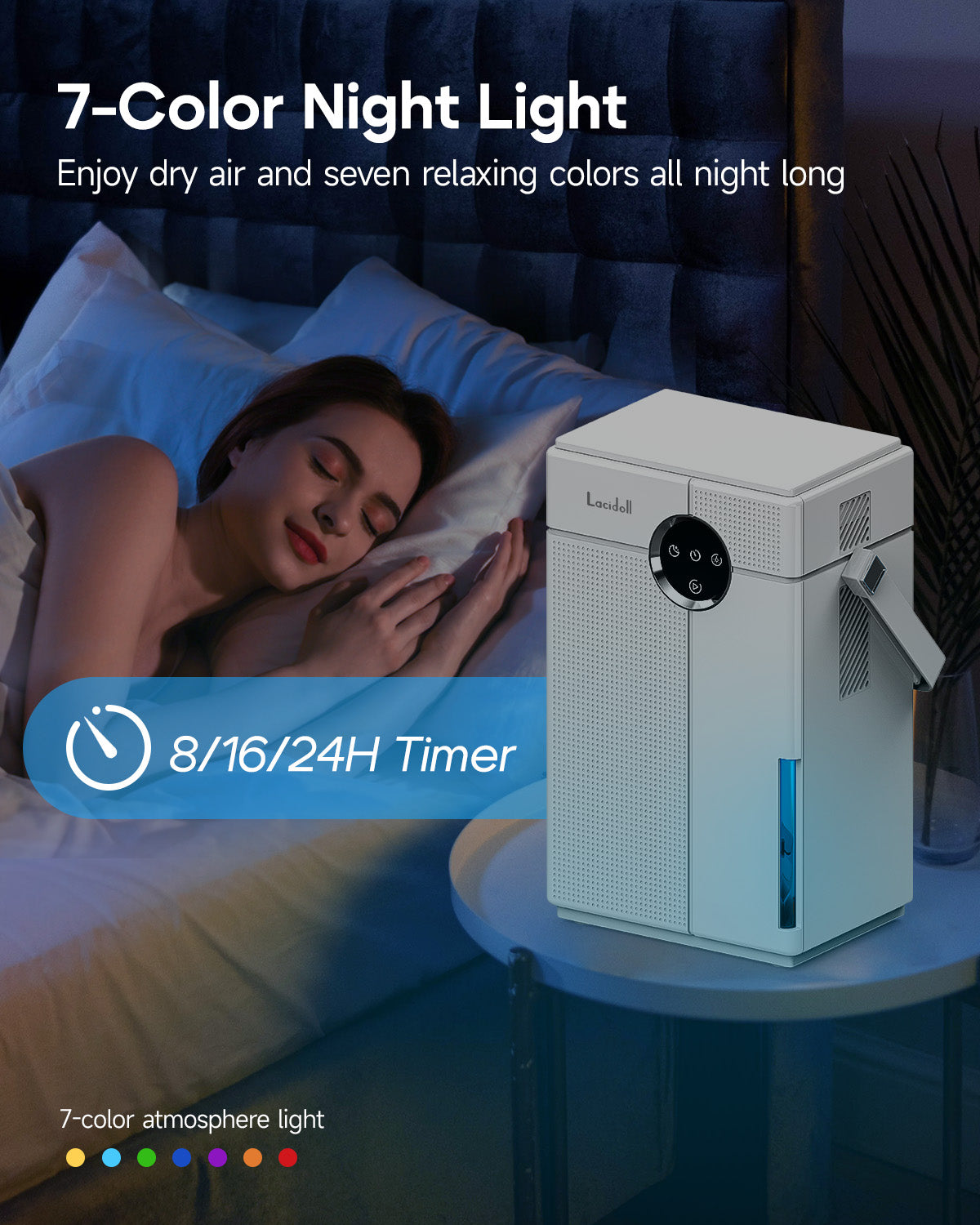 Small Dehumidifier with Drain Hose for Bathroom & Bedroom, 118oz | 07 | Lacidoll
