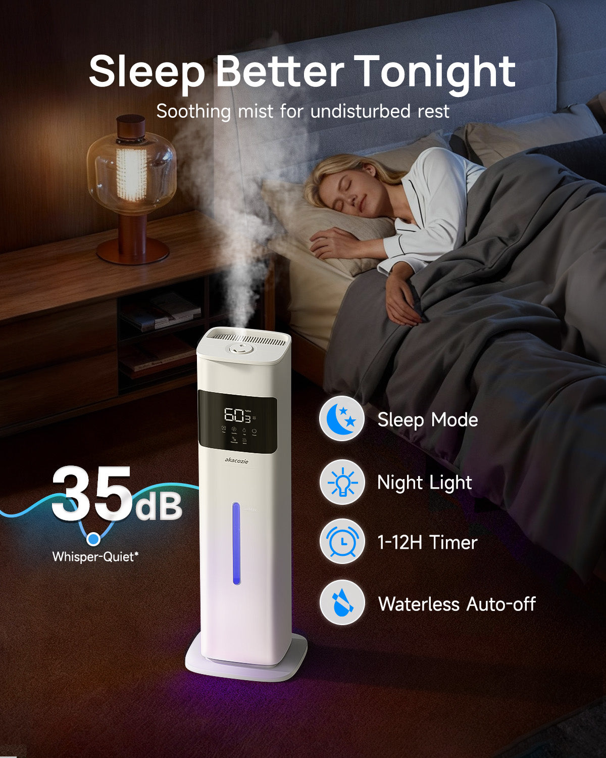 2.1Gal/8L Cool & Warm Mist Humidifier for Room Home, Top-Fill with Essential Oil Diffuser