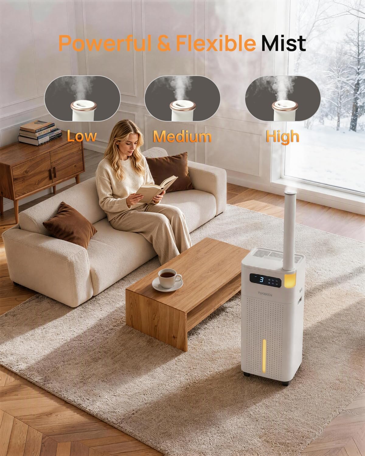 3.7Gal/14L Humidifier Large Room Whole House 800ft² Coverage,White | K75