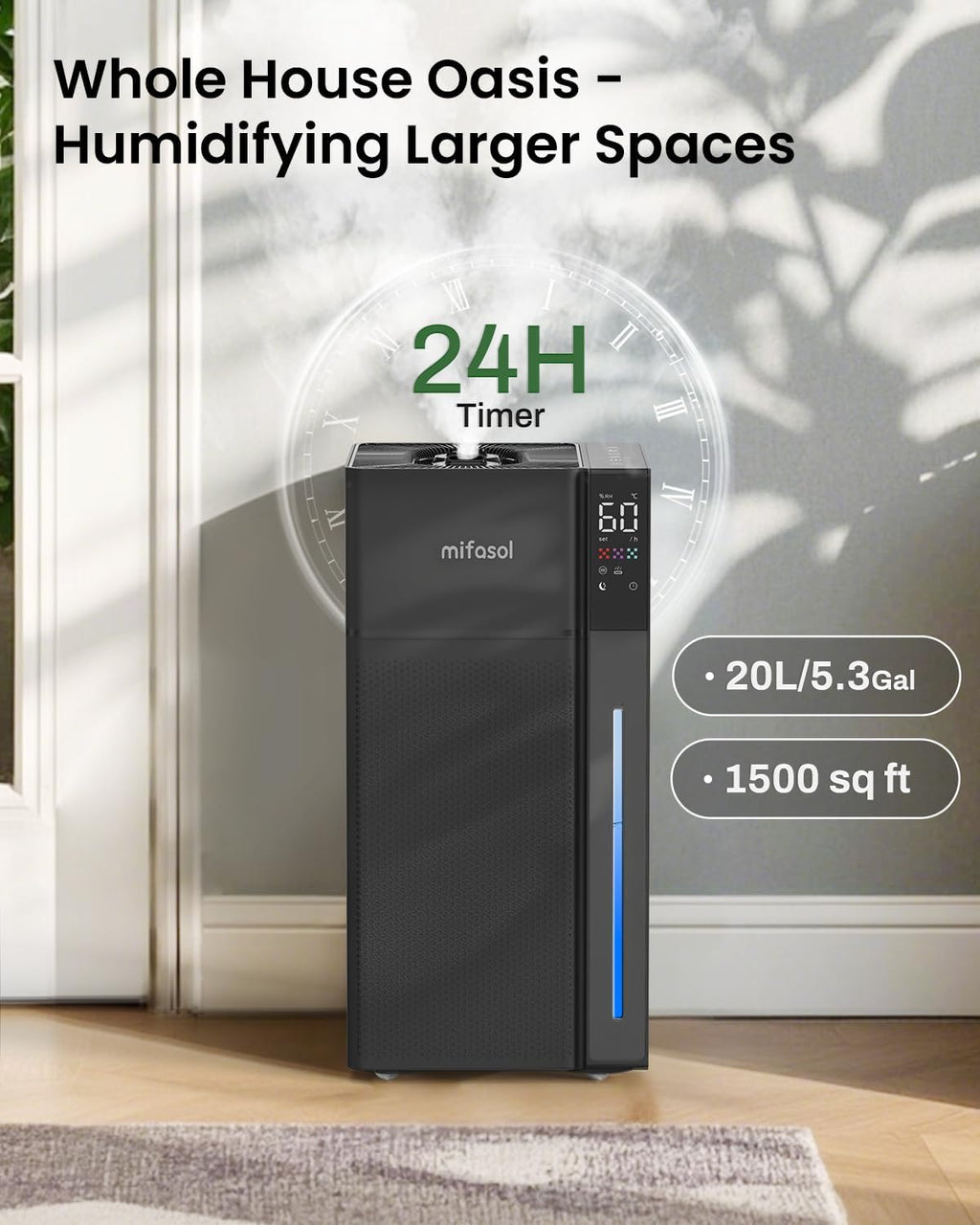 5.3 Gal Warm & Cool Mist Humidifier for Whole House | J18 | LACIDOLL