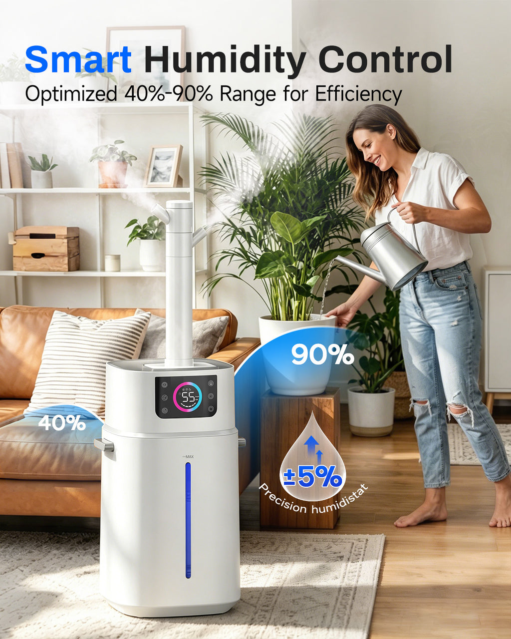 Lacidoll Humidifier for Large Room, 4.2Gal/16L Large Humidifier 1000 sq ft, Whole House Humidifier with Diffuser, Extended Tube,Easy to Clean, Top Fill, Humidifiers for Bedroom, Office, Living room