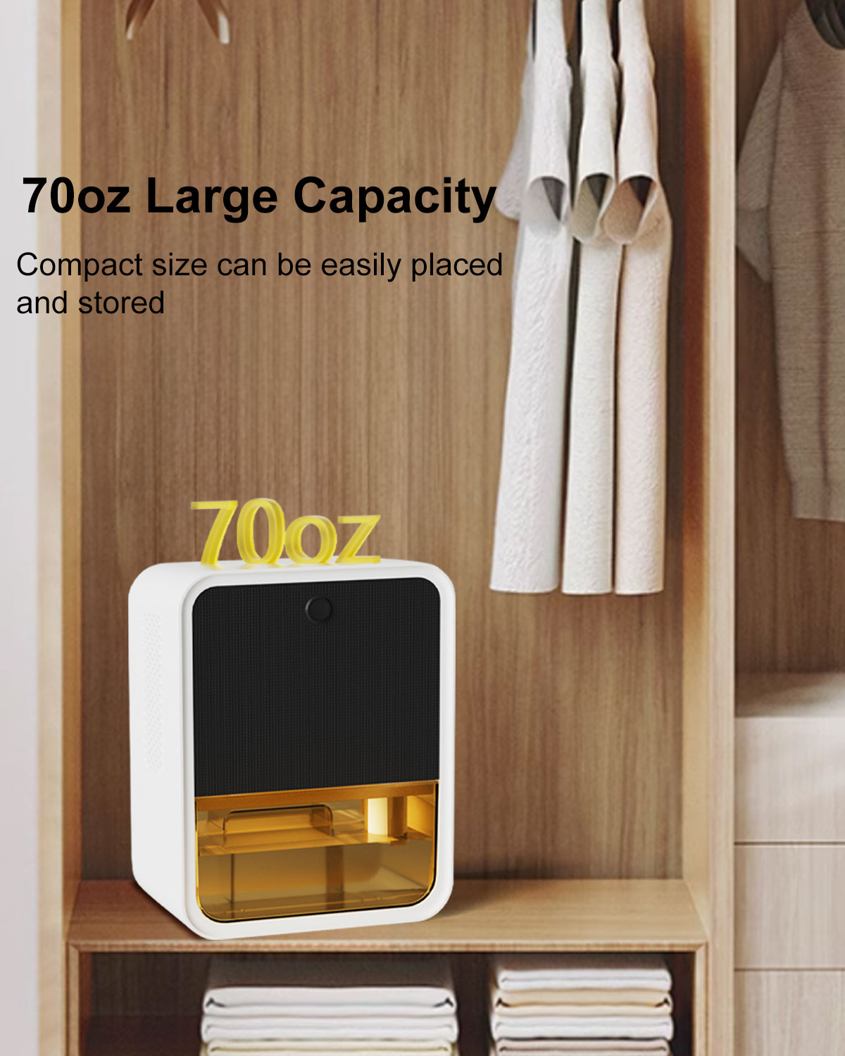 [KC-801]Dehumidifier, AILINKE 70oz Dehumidifiers for Home, 500 sq.ft, Dehumidifier for Bedroom, Bathroom, Basement with Auto Shut Off, Quiet Dehumidifier for Room, white, Middle, KC-SY-801