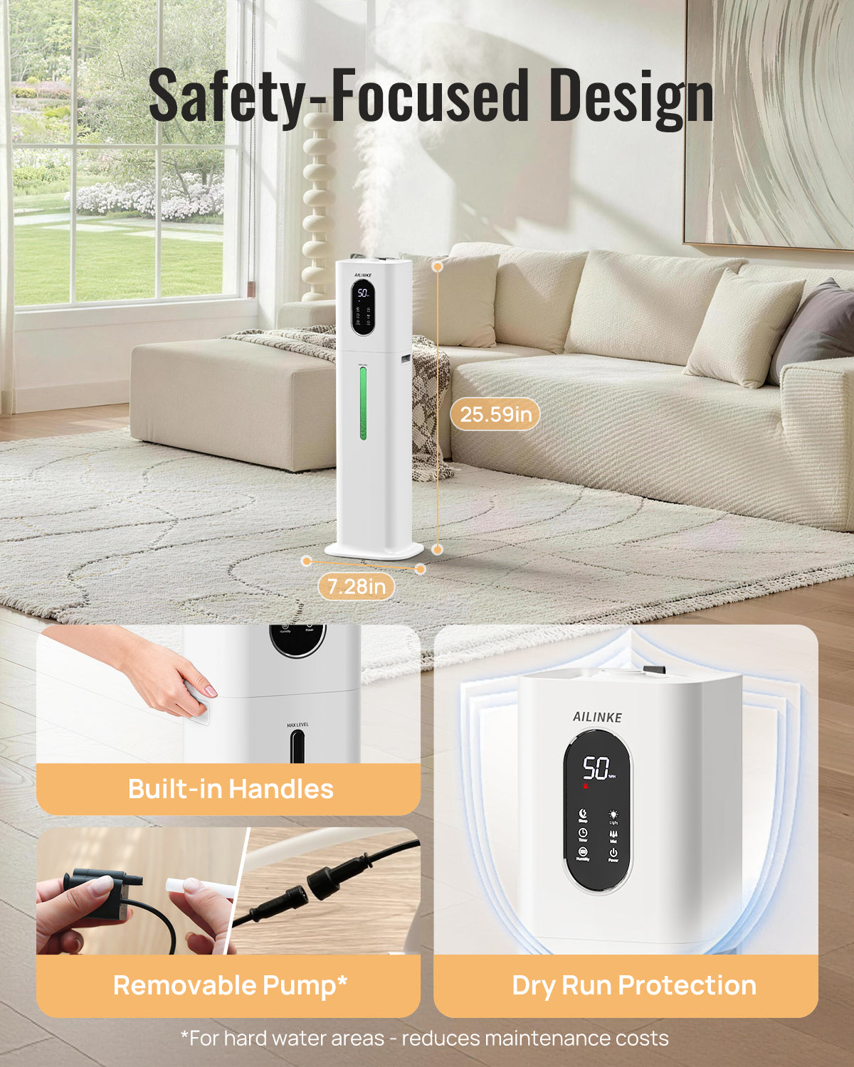 Humidifier Large Room Bedroom with Night Light, 2.1Gal(8L)|033C