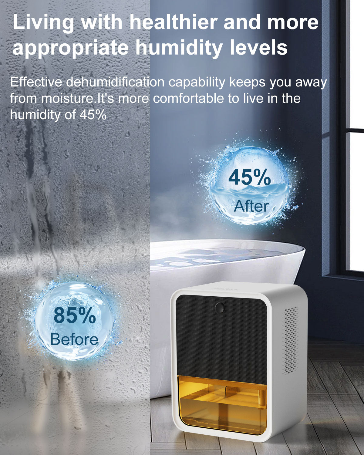 [KC-801]Dehumidifier, AILINKE 70oz Dehumidifiers for Home, 500 sq.ft, Dehumidifier for Bedroom, Bathroom, Basement with Auto Shut Off, Quiet Dehumidifier for Room, white, Middle, KC-SY-801