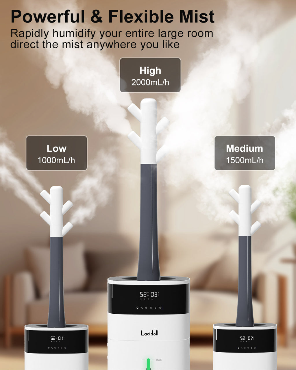 5.3 Gal Warm & Cool Mist Humidifier for Home | 2301J | LACIDOLL
