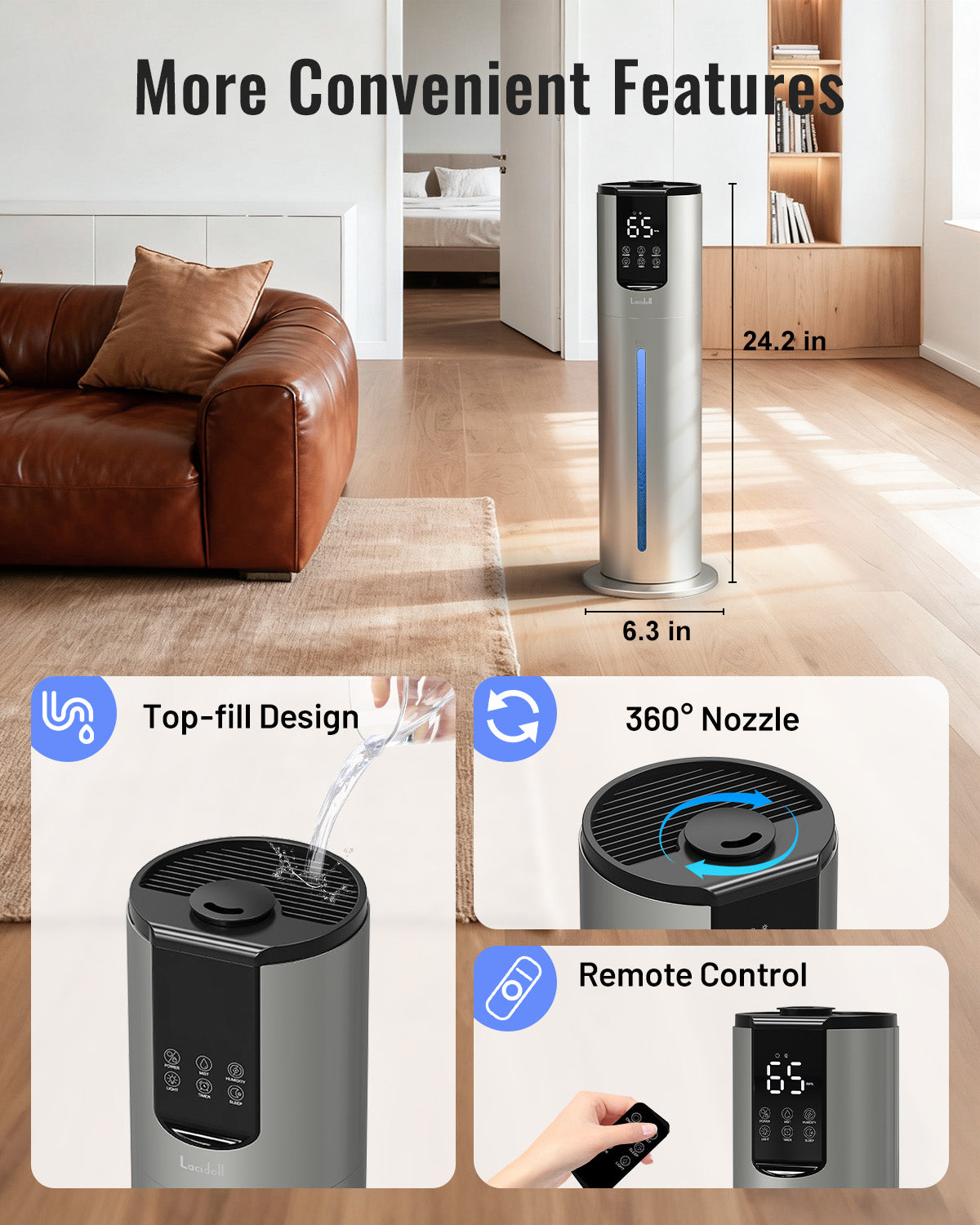 8L Humidifiers for bedroom, large room up to 500 sq ft | 901