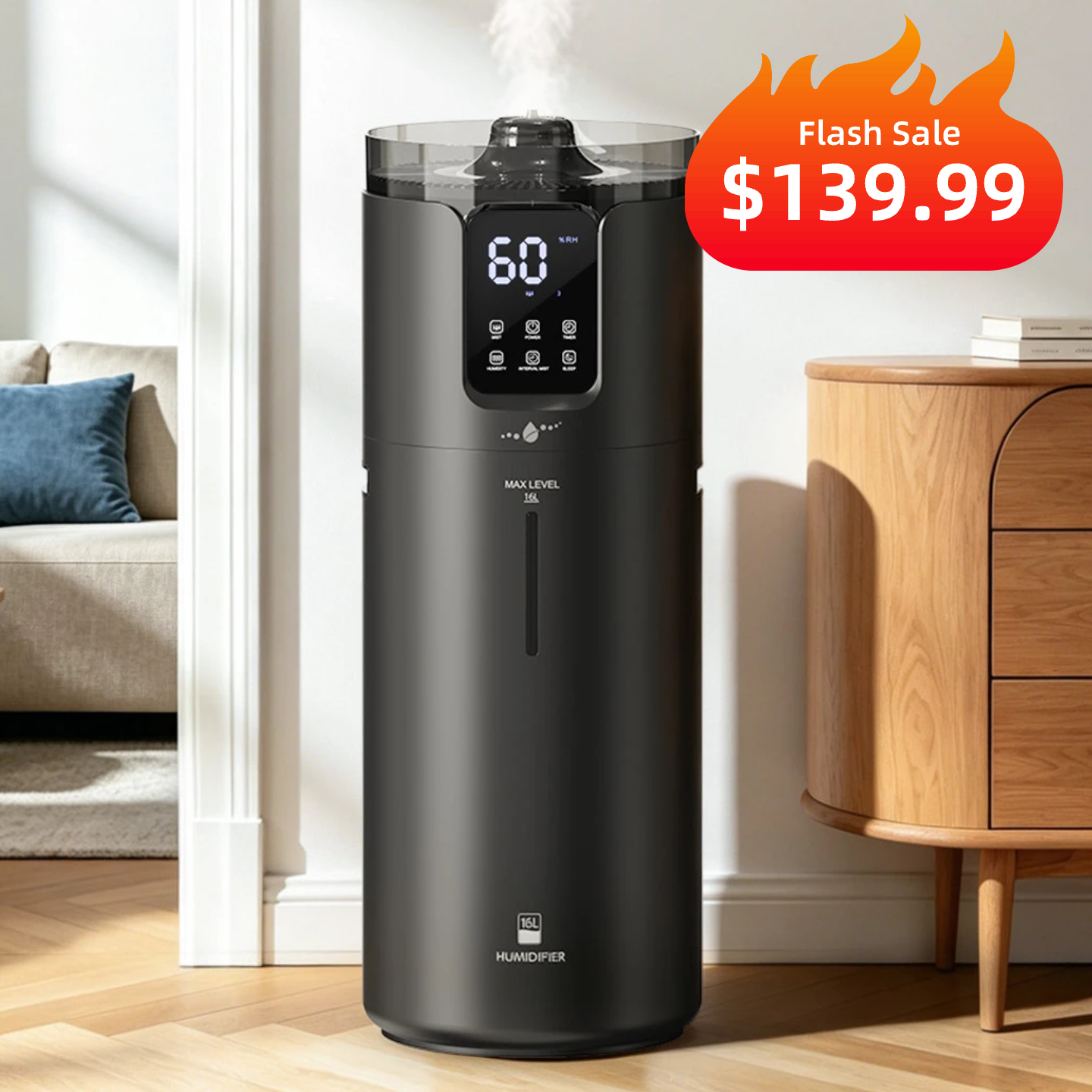 4.2Gal/16L  Large Room Humidifier | Whole House Cool Mist