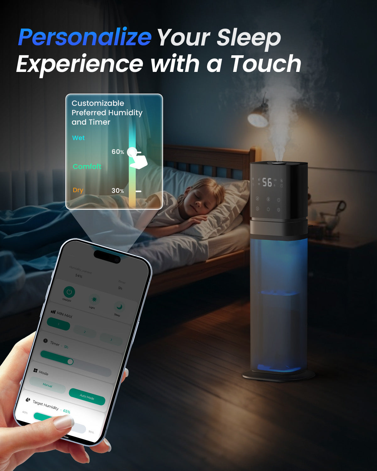 2.1 Gal Smart Humidifier for Large Room with App Control | K20 | LACIDOLL