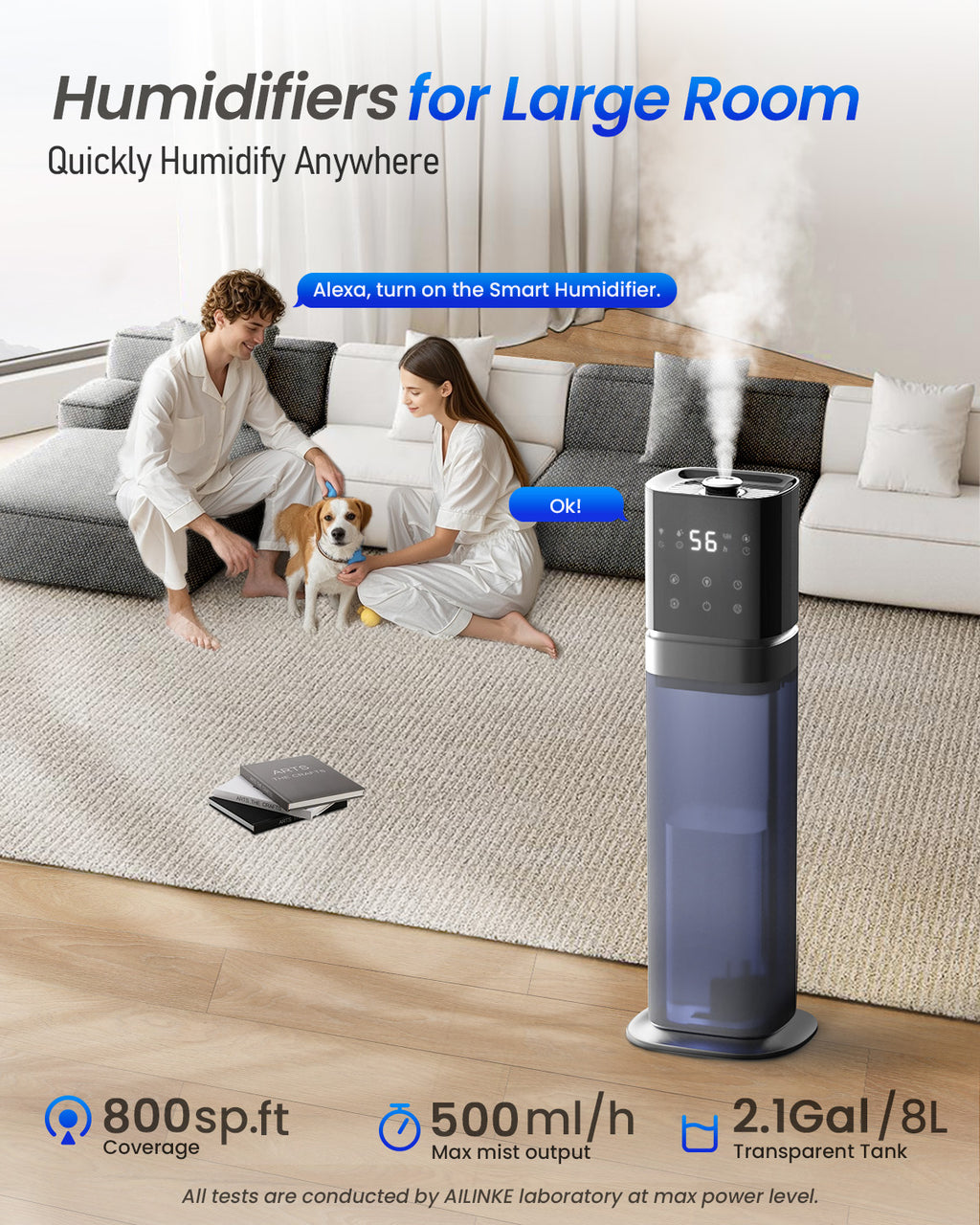2.1 Gal Smart Humidifier for Large Room with App Control | K20 | LACIDOLL