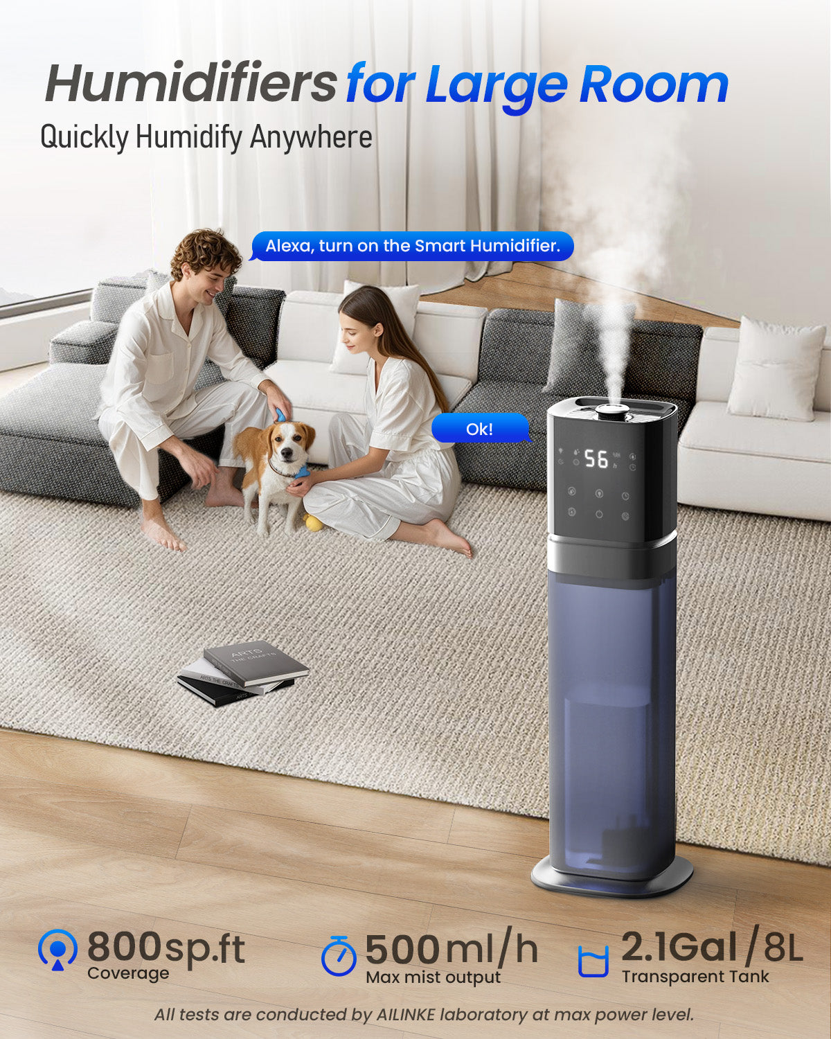 2.1 Gal Smart Humidifier for Large Room with App Control | K20 | LACIDOLL