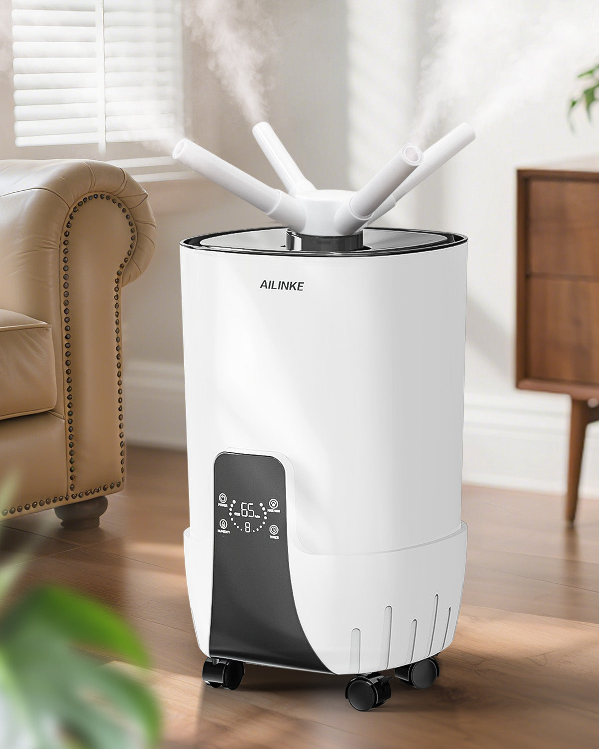 Humidifier Large Room, 4.2Gal/16L Cool Mist Humidifiers for Bedroom Home 2000 sq.ft,Top Fill, 3 Stainless Steel Atomizers,360°Nozzle Extension Tube, Commercial/Office/Plants/Whole House, White