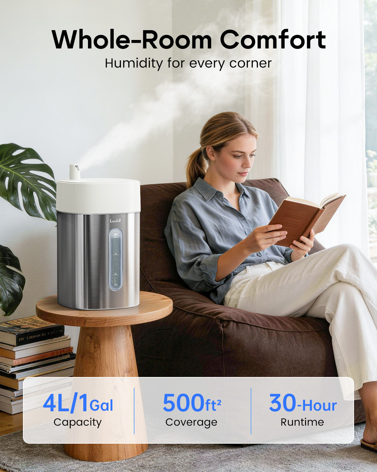 Stainless Steel Cool Mist Humidifier, 4L|0103 – Lacidoll