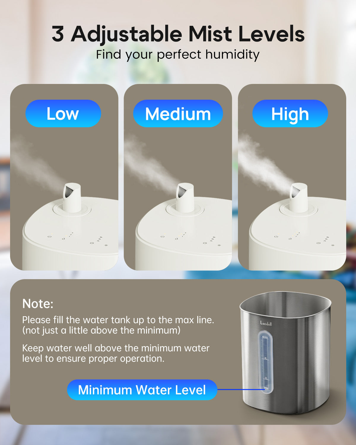 Stainless Steel Cool Mist Humidifier, 4L|0103