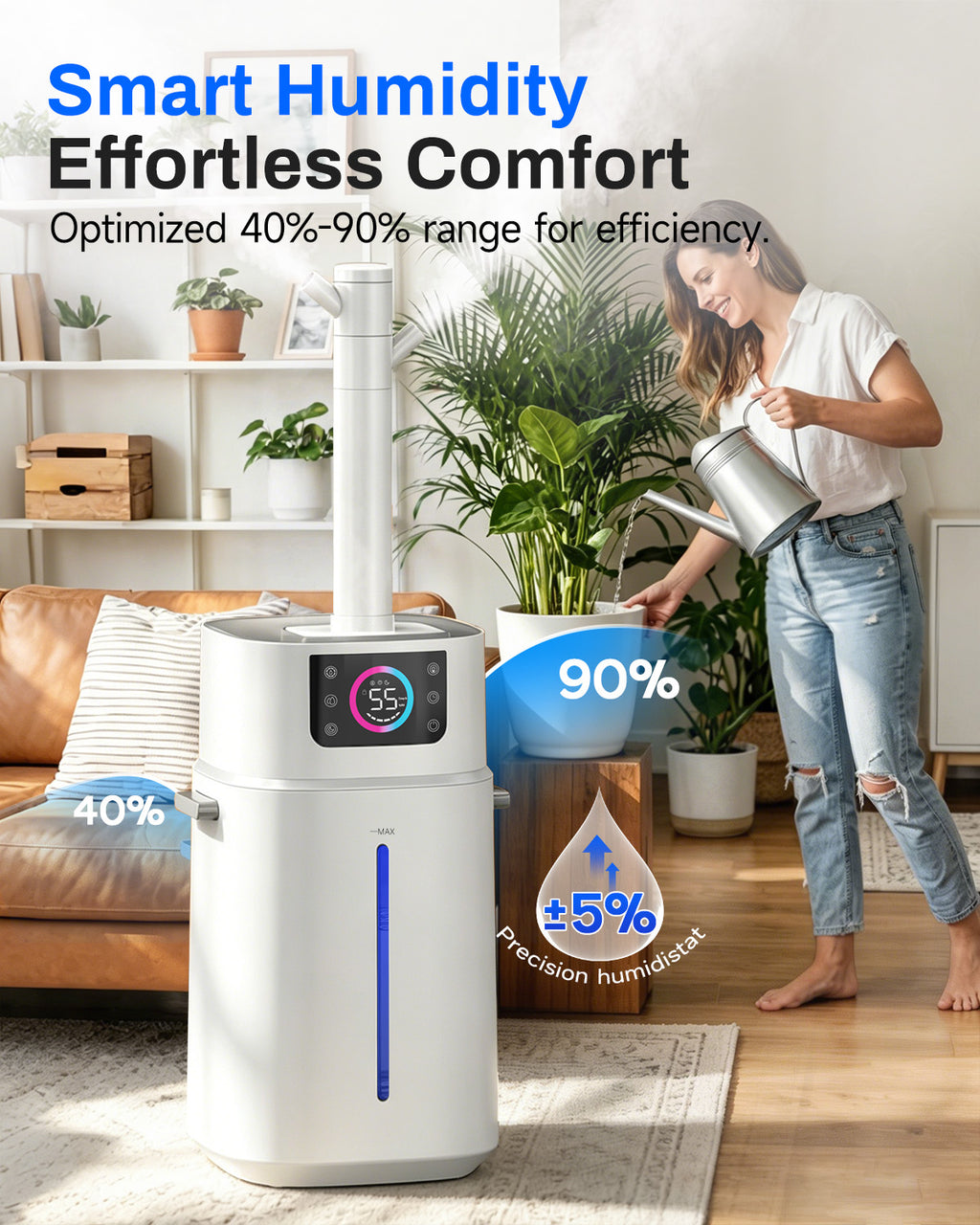 Lacidoll 4.2Gal Humidifier Large Room, Cool Mist & Easy Clean, Bedroom | JS02