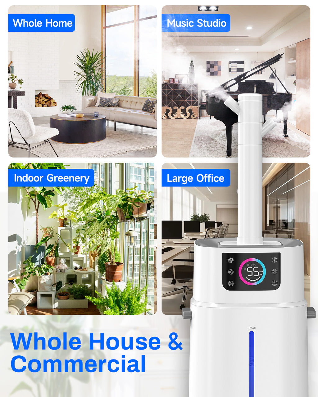 Lacidoll 4.2Gal Humidifier Large Room, Cool Mist & Easy Clean, Bedroom | JS02
