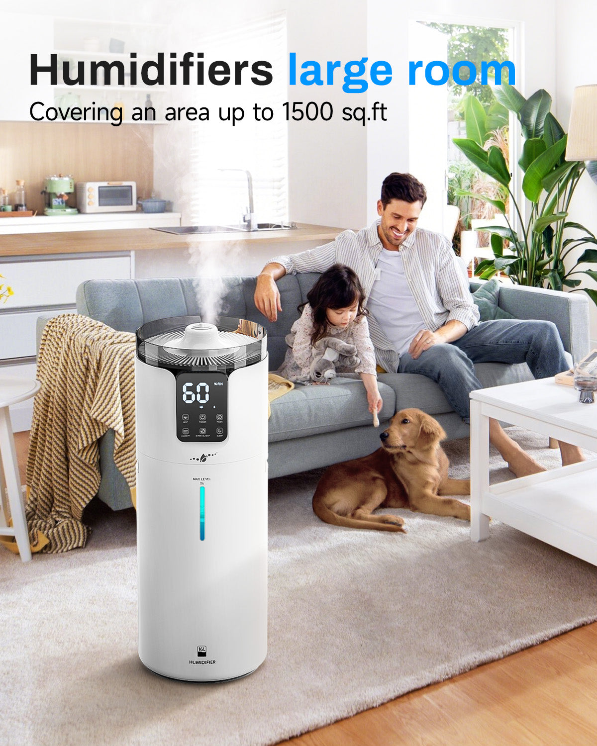 Large Room Humidifier 4.2Gal | Whole House Cool Mist