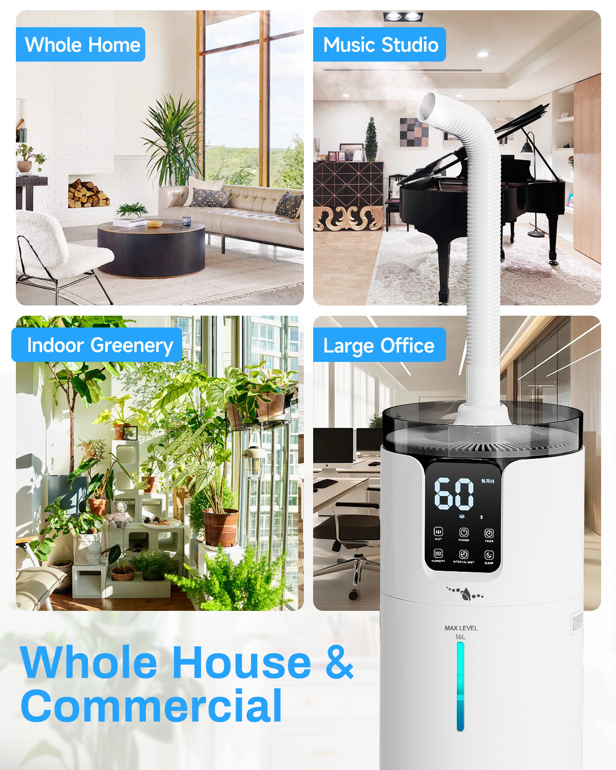 Large Room Humidifier 4.2Gal | Whole House Cool Mist