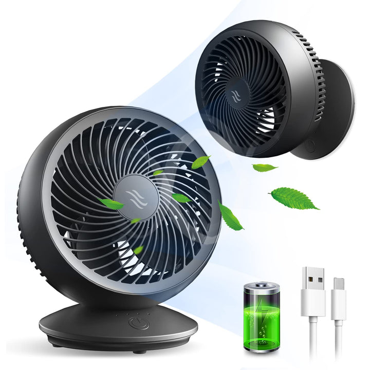 Portable USB Desk Fan, Personal Box Fan,9 inch, Whole Room Air Circulator Fan,3 Speeds Table Cooling Fan, Quiet, for Home Office Car Outdoor Travel Camping, Black