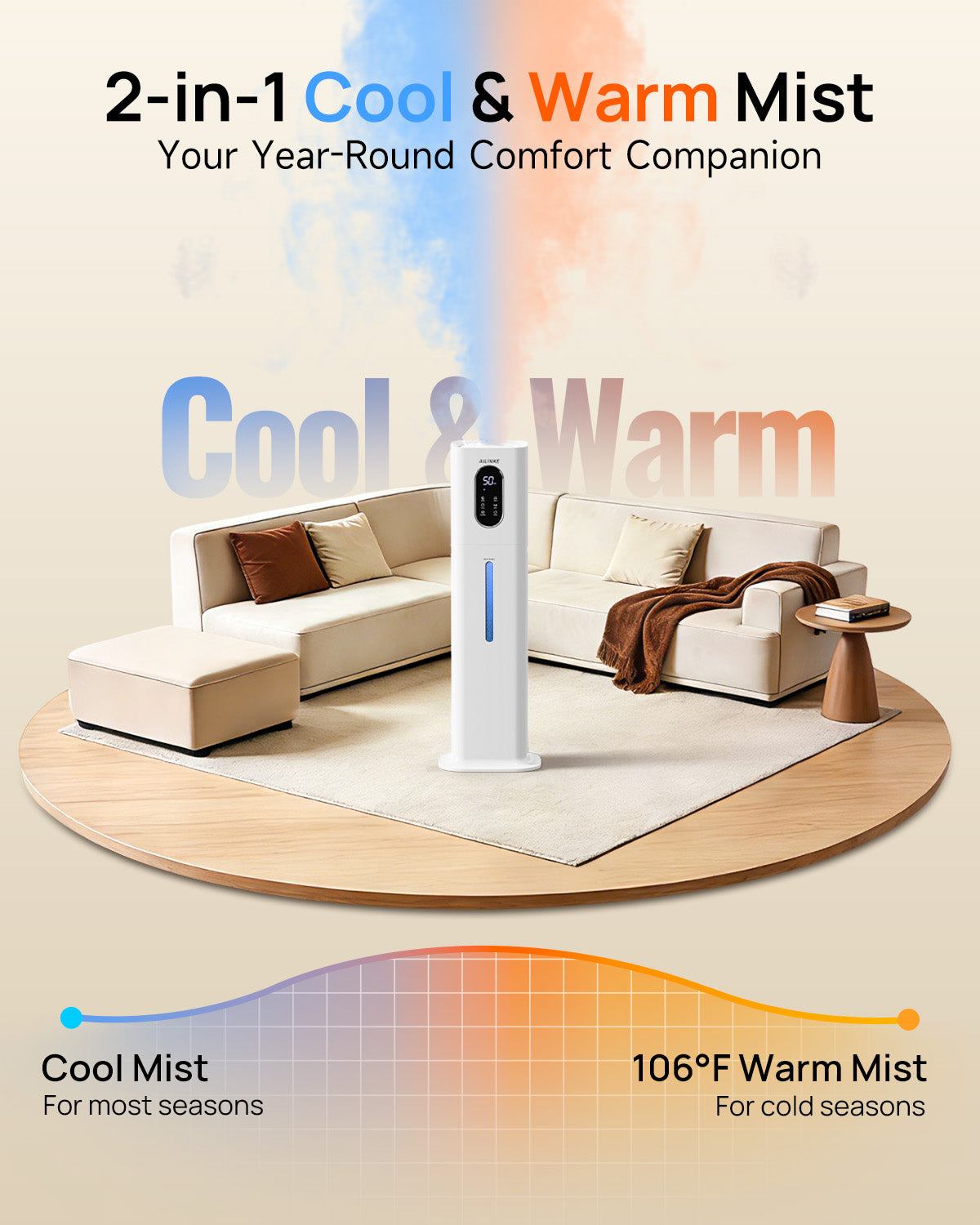 2.1Gal/8L Warm & Cool Mist Humidifiers | 033W