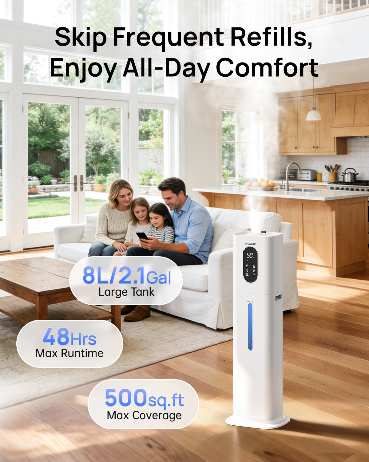 2.1Gal/8L Warm & Cool Mist Humidifiers | 033W