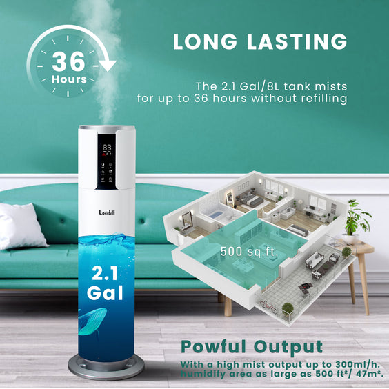 [LCD-011]2.1Gal/8L large humidifiers for home, Runs up to 24 Hours, Easy to Clean, with Essential Oils Tray Lacidoll