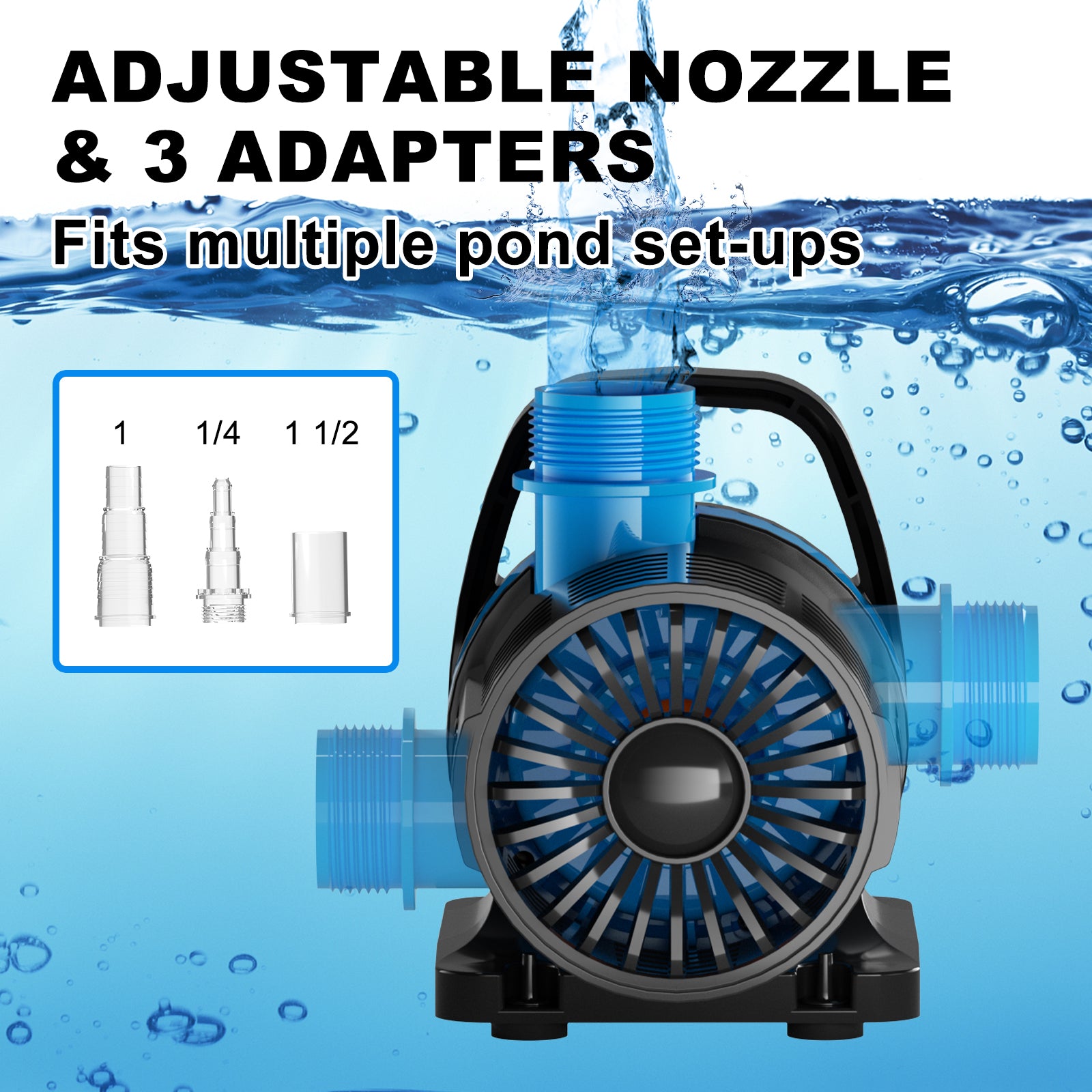 Submersible Water Pump, Pond Pump with filter, 3380GPH Ultra-quiet Fountain Pump with 16ft Cable, for Pool, Garden, Backyard, Waterfalls, and Water Circulation with 3 hoses and 1 filter bag