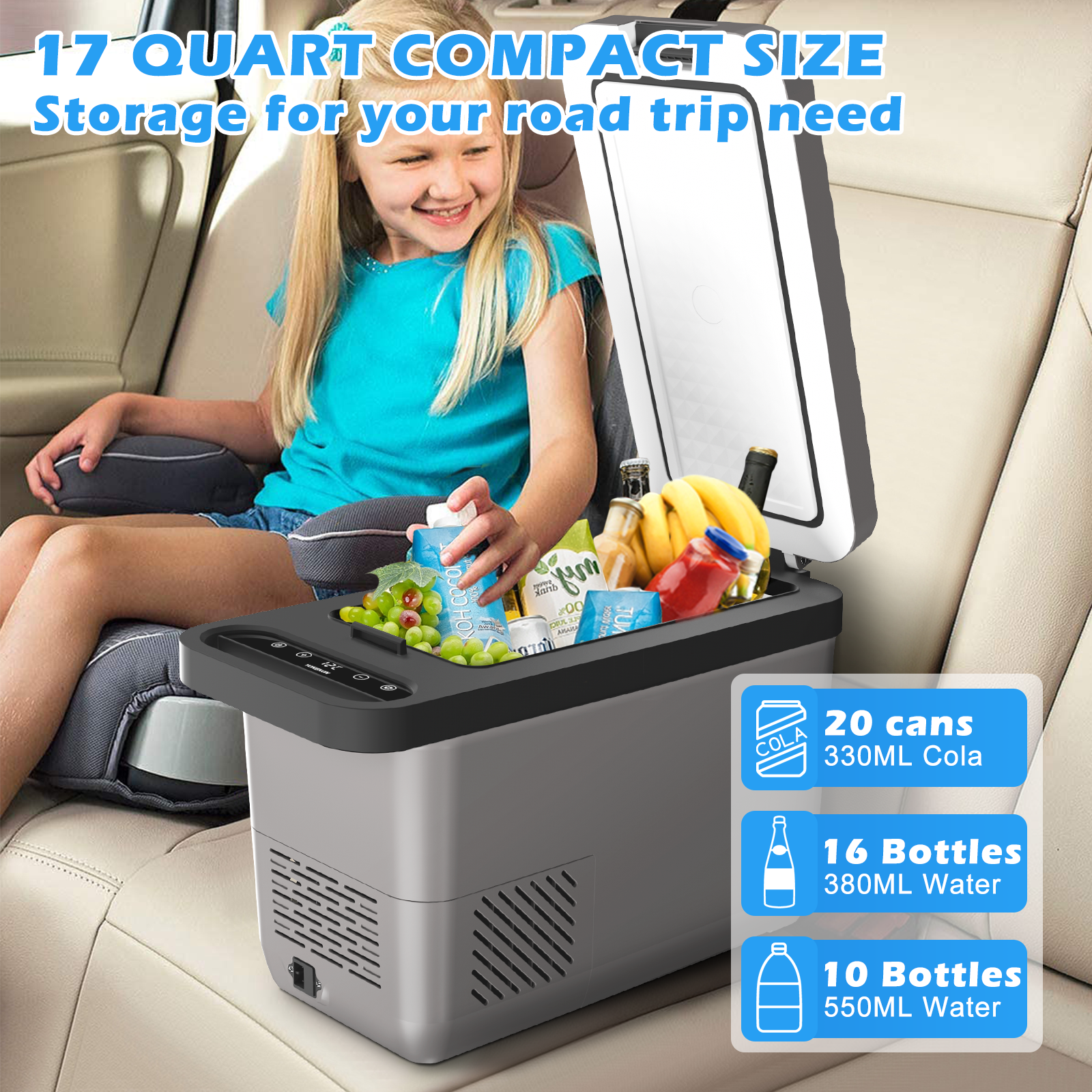 Portable Freezer 12 Volt Car Refrigerator, Compressor Cooler for