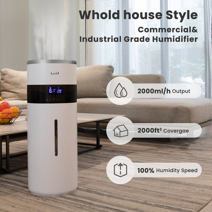 [LCD-2103] 4.8Gal/18L LACIDOLL Humidifiers for Large Room Whole House Humidifier 2000 sq.ft, Plant Humidifier Dual 360° Nozzles Cool Mist Ultrasonic Large Humidifier Top Fill Floor Humidifier for Home Grow Tent