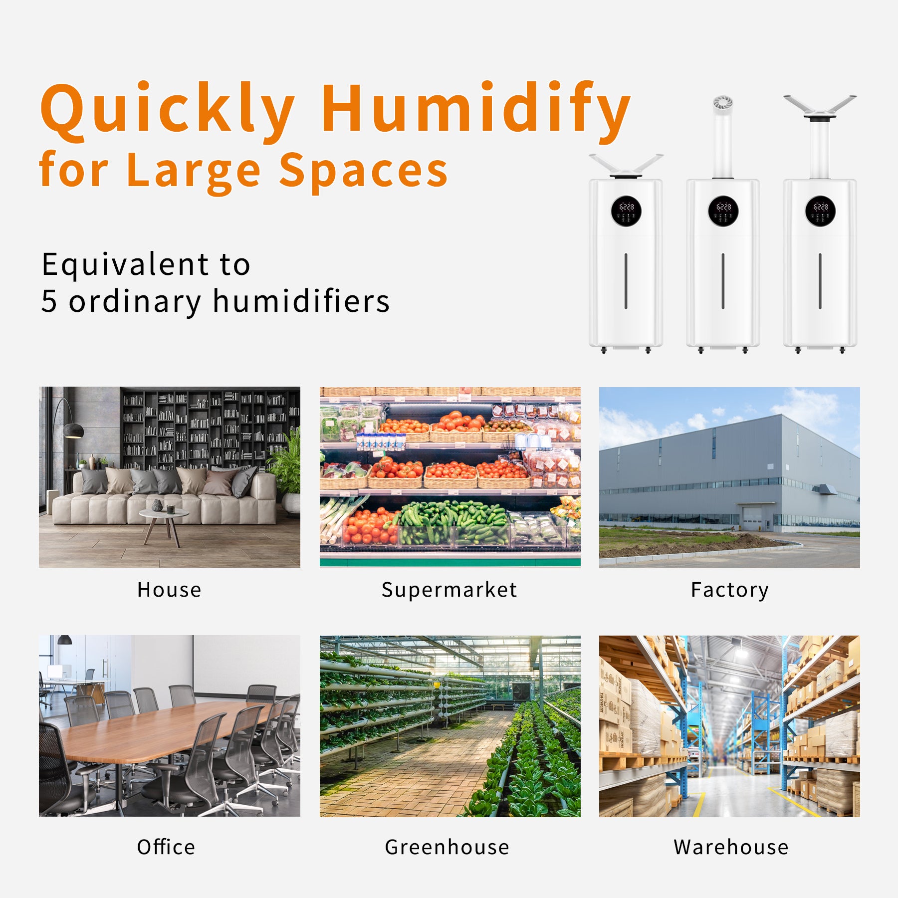 [LCD-J001]5.5Gal for 2000 sq.ft, Large Humidifiers Commercial & Industrial grade, 2000ML/H Dual 360° Nozzles  LACIDOLL